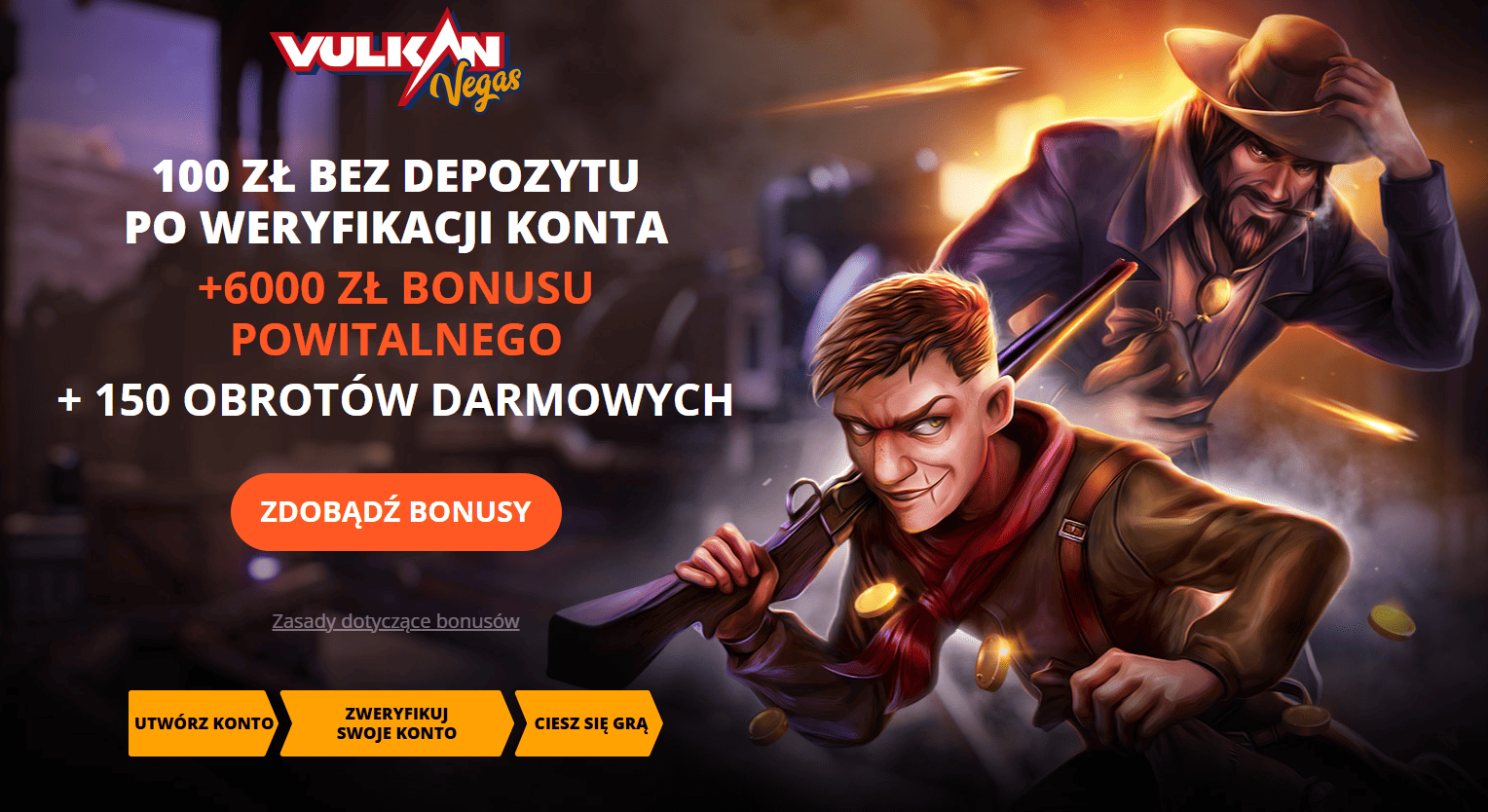 Darmowe 100 zł bez depozytu za rejestrację od kasyna Vulkan Vegas